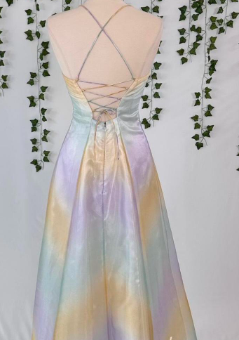 Niulatu Spaghetti Strap A-Line Chiffon Beading Prom DressBackless Birthday Party Dress HZ1026